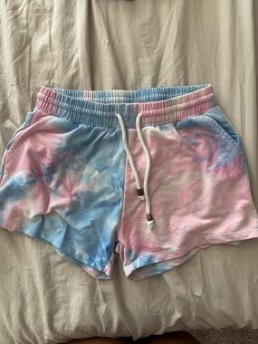 Tie-Dye Pastel Lounge Shorts - Pink & Blue